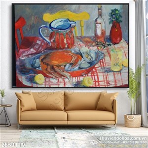 Tranh tĩnh vật hoa quả sơn dầu trang trí phòng ăn