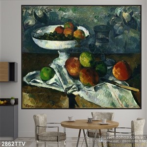 Tranh tĩnh vật hoa quả sơn dầu treo tường phòng ăn
