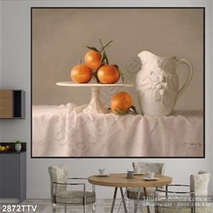 Tranh tĩnh vật hoa quả sơn dầu trang trí phòng ăn
