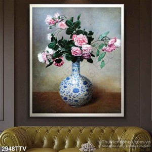 Tranh tĩnh vật hoa quả sơn dầu trang trí phòng khách