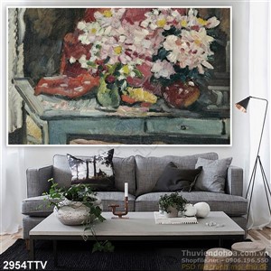 Tranh tĩnh vật hoa quả sơn dầu trang trí phòng ngủ