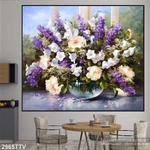 Tranh tĩnh vật hoa quả sơn dầu treo tường phòng khách