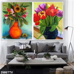 Tranh tĩnh vật hoa quả sơn dầu trang trí tường