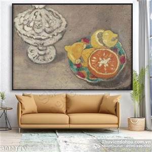 Tranh tĩnh vật hoa quả sơn dầu trang trí treo tường