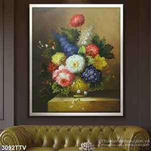 Tranh tĩnh vật hoa quả sơn dầu trang trí phòng đẹp