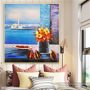 Tranh tĩnh vật hoa quả sơn dầu trang trí đẹp