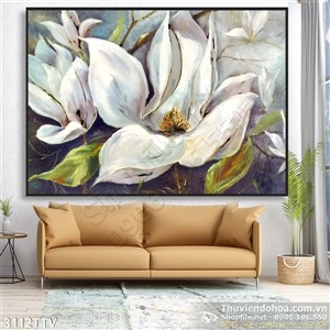 Tranh tĩnh vật hoa quả sơn dầu treo tường phòng khách