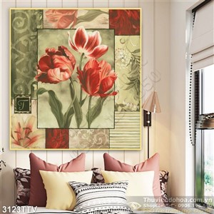 Tranh tĩnh vật hoa quả sơn dầu in gạch đẹp