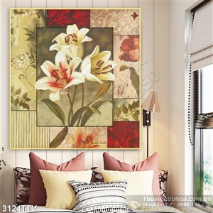 Tranh tĩnh vật hoa quả sơn dầu in gạch đẹp