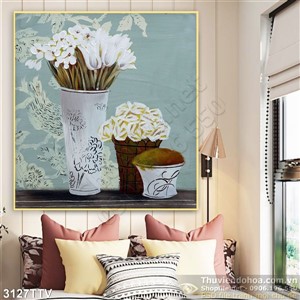 Tranh tĩnh vật hoa quả sơn dầu dán tường đẹp