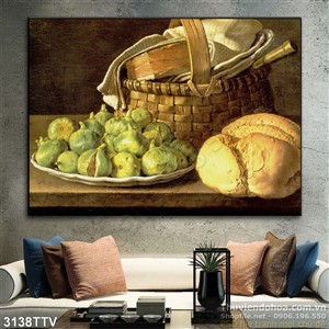 Tranh tĩnh vật hoa quả sơn dầu trang trí phòng ăn