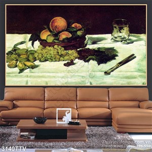 Tranh tĩnh vật hoa quả sơn dầu trang trí đẹp
