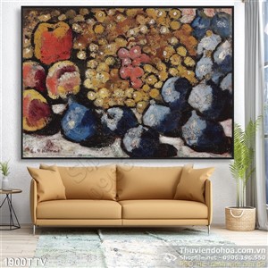 Tranh tĩnh vật hoa quả sơn dầu treo tường hiện đại