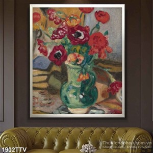 Tranh tĩnh vật hoa quả sơn dầu trang trí phòng khách