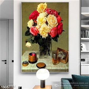 Tranh tĩnh vật hoa quả sơn dầu trang trí phòng