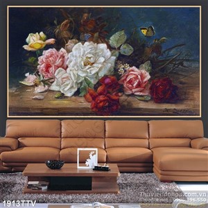 Tranh tĩnh vật hoa quả sơn dầu trang trí phòng