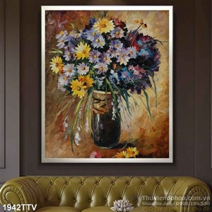 Tranh tĩnh vật hoa quả sơn dầu trang trí phòng khách