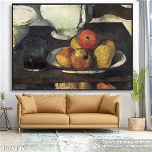 Tranh tĩnh vật hoa quả sơn dầu treo tường phòng ăn