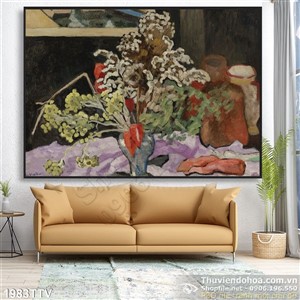 Tranh tĩnh vật hoa quả sơn dầu treo tường phòng bếp