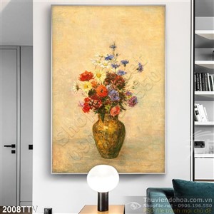 Tranh tĩnh vật hoa quả sơn dầu trang trí phòng ngủ