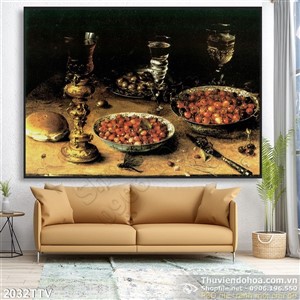 Tranh tĩnh vật hoa quả sơn dầu trang trí phòng ăn
