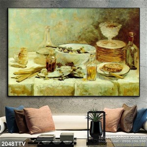 Tranh tĩnh vật hoa quả sơn dầu treo tường phòng ăn