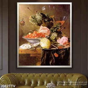Tranh tĩnh vật hoa quả sơn dầu trang trí