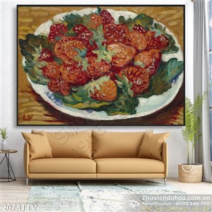 Tranh tĩnh vật hoa quả sơn dầu treo tường bếp