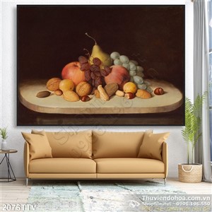 Tranh tĩnh vật hoa quả sơn dầu trang trí bếp