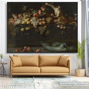 Tranh tĩnh vật hoa quả sơn dầu trang trí