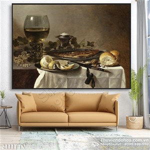 Tranh tĩnh vật hoa quả sơn dầu trang trí