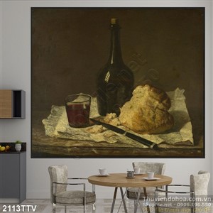 Tranh tĩnh vật hoa quả sơn dầu treo tường