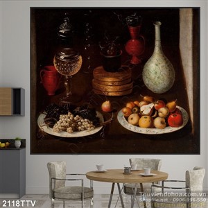 Tranh tĩnh vật hoa quả sơn dầu trang trí