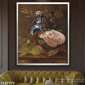 Tranh tĩnh vật hoa quả sơn dầu treo tường