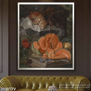 Tranh tĩnh vật hoa quả sơn dầu trang trí tường