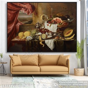 Tranh tĩnh vật hoa quả sơn dầu trang trí