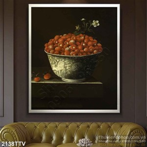 Tranh tĩnh vật hoa quả sơn dầu treo tường