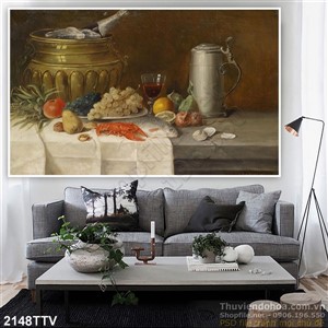 Tranh tĩnh vật hoa quả sơn dầu trang trí bếp