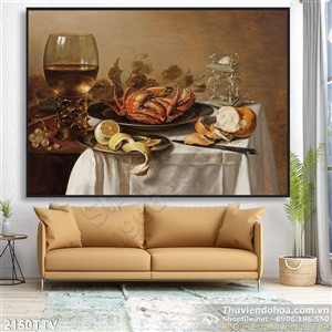 Tranh tĩnh vật hoa quả sơn dầu treo tường