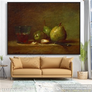 Tranh tĩnh vật hoa quả sơn dầu treo tường đẹp