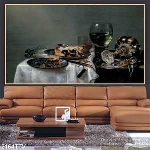 Tranh tĩnh vật hoa quả sơn dầu trang trí tường