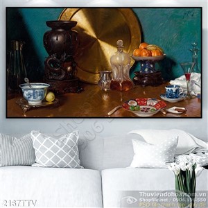 Tranh tĩnh vật hoa quả sơn dầu trang trí phòng ăn