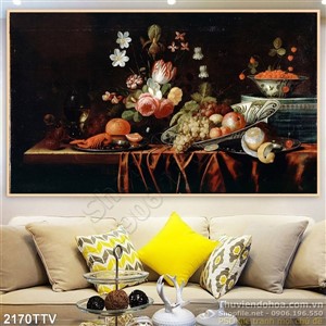 Tranh tĩnh vật hoa quả sơn dầu trang trí