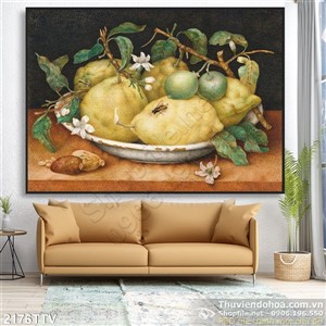 Tranh tĩnh vật hoa quả sơn dầu đẹp