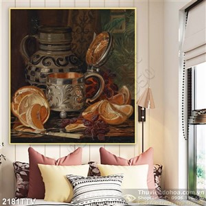 Tranh tĩnh vật hoa quả sơn dầu trang trí đẹp
