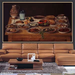 Tranh tĩnh vật hoa quả sơn dầu trang trí phòng ăn