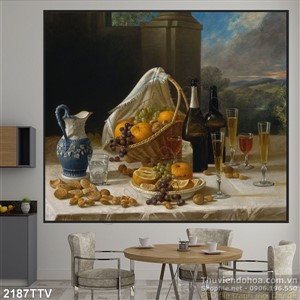 Tranh tĩnh vật hoa quả sơn dầu treo tường phòng ăn