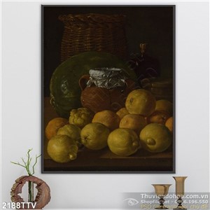 Tranh tĩnh vật hoa quả sơn dầu trang trí