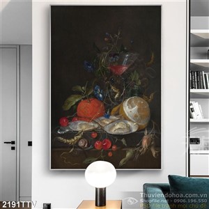 Tranh tĩnh vật hoa quả sơn dầu trang trí