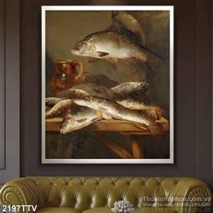 Tranh tĩnh vật hoa quả sơn dầu treo tường phòng ăn